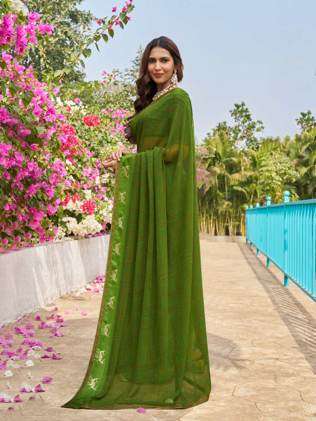 geometric print georgette saree