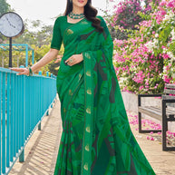 Green geometric saree