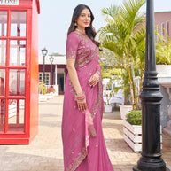  festive party wear chiffon saree
