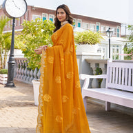 vibrant designer chiffon saree 