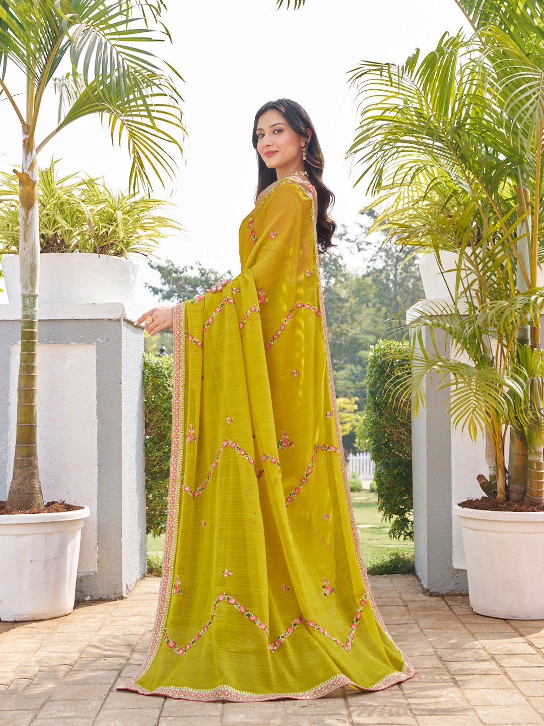 festive embroidered saree 