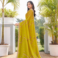 festive embroidered saree 