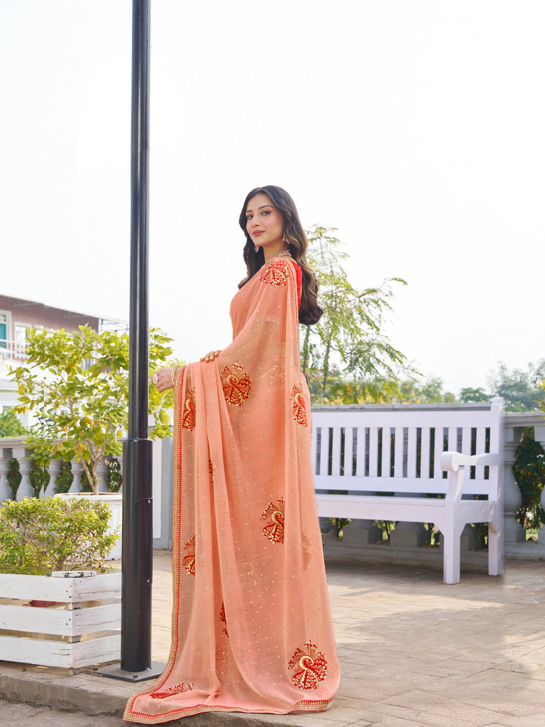  designer chiffon embroidered saree