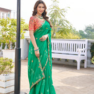  elegant designer chiffon saree