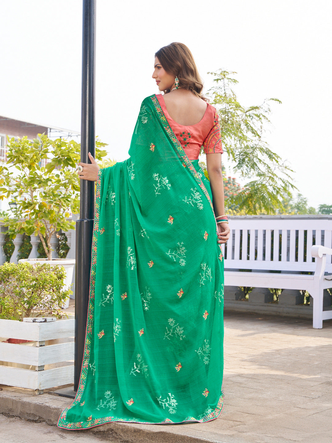 lightweight embroidered saree 