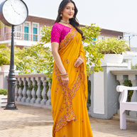  vibrant designer chiffon saree