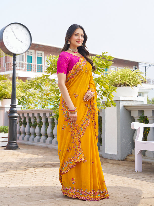  vibrant designer chiffon saree