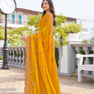 festive wear embroidered saree