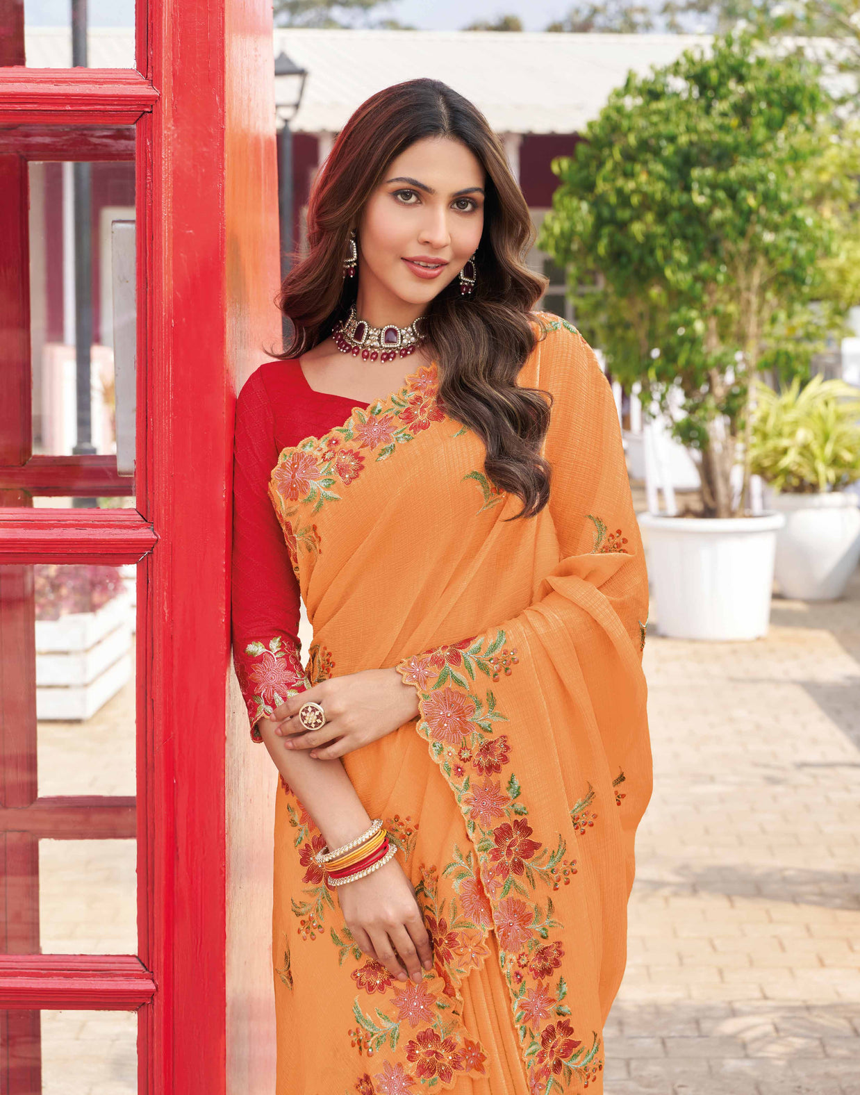 stylish embroidered saree