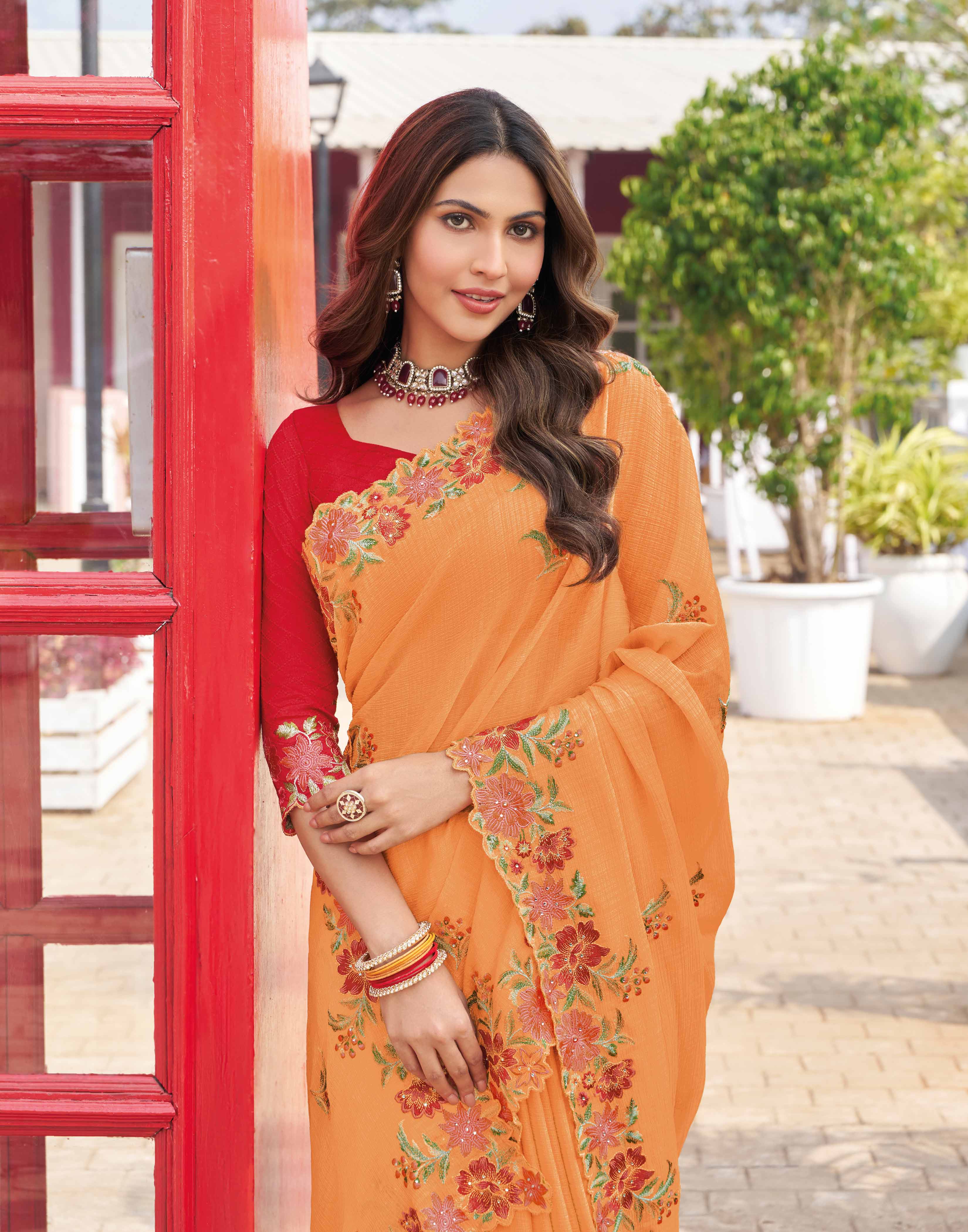 stylish embroidered saree