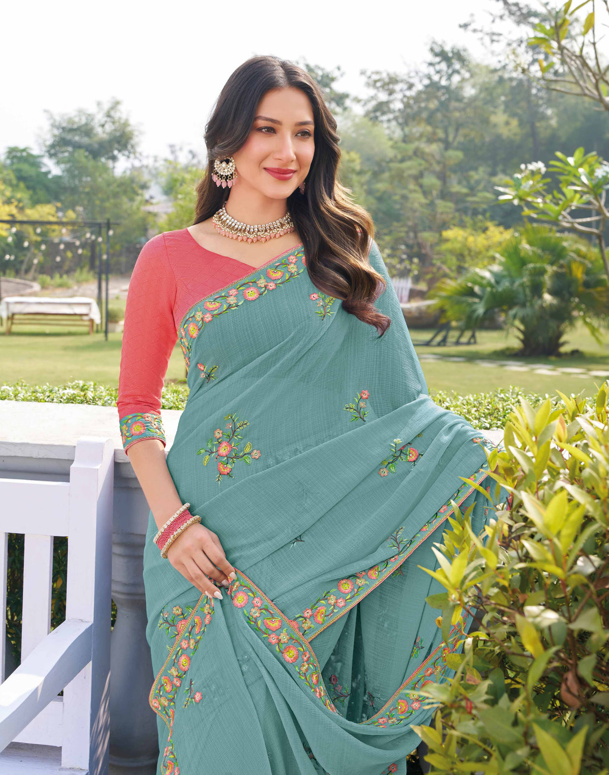  lightweight embroidered saree 