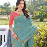  lightweight embroidered saree 