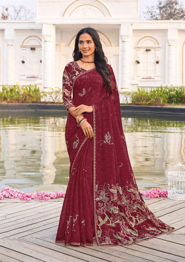 designer chiffon festive saree