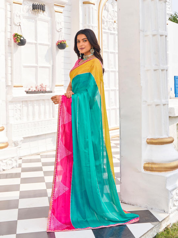 traditional bandhani printed saree