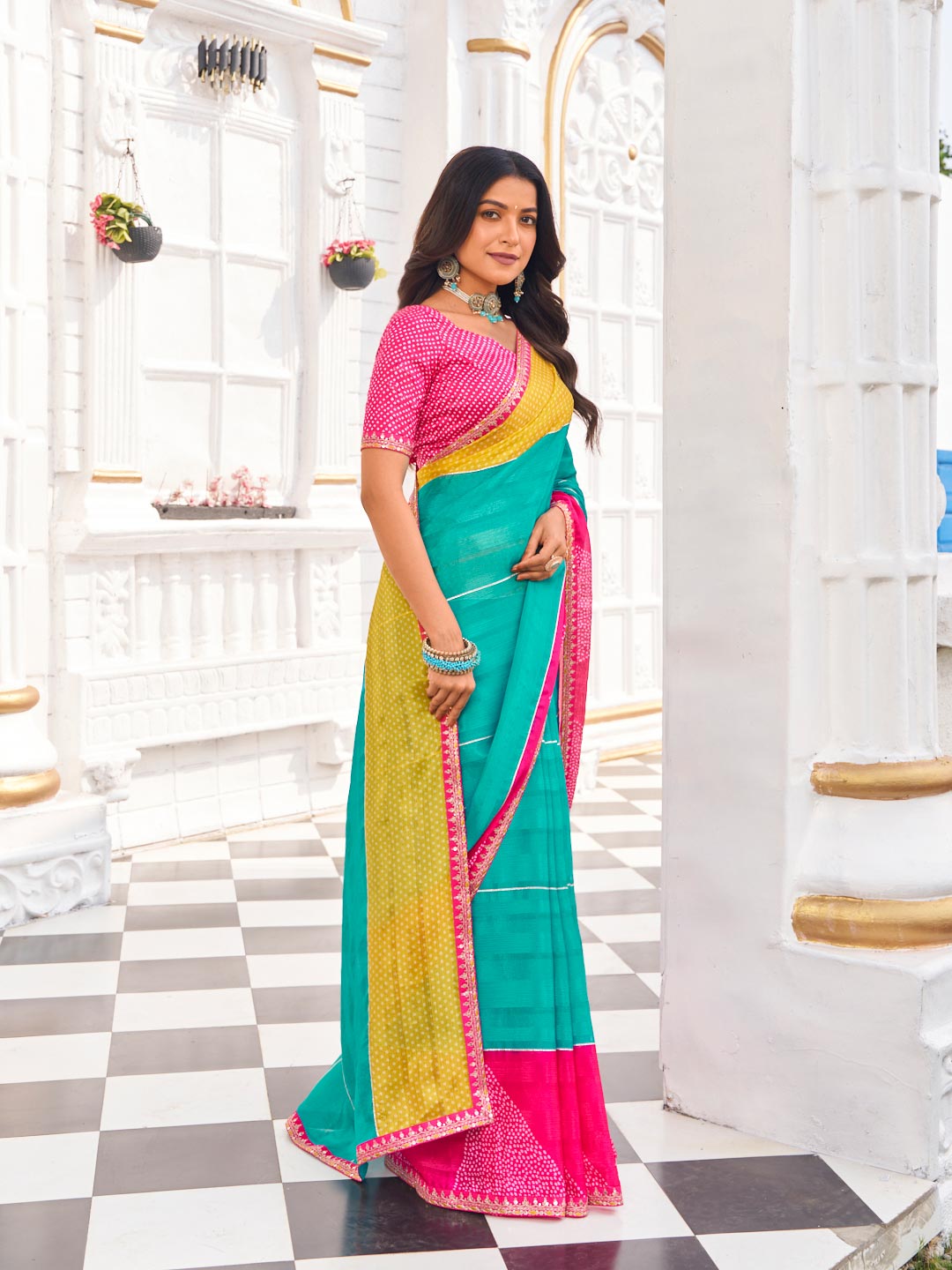 festive bandhani designer saree