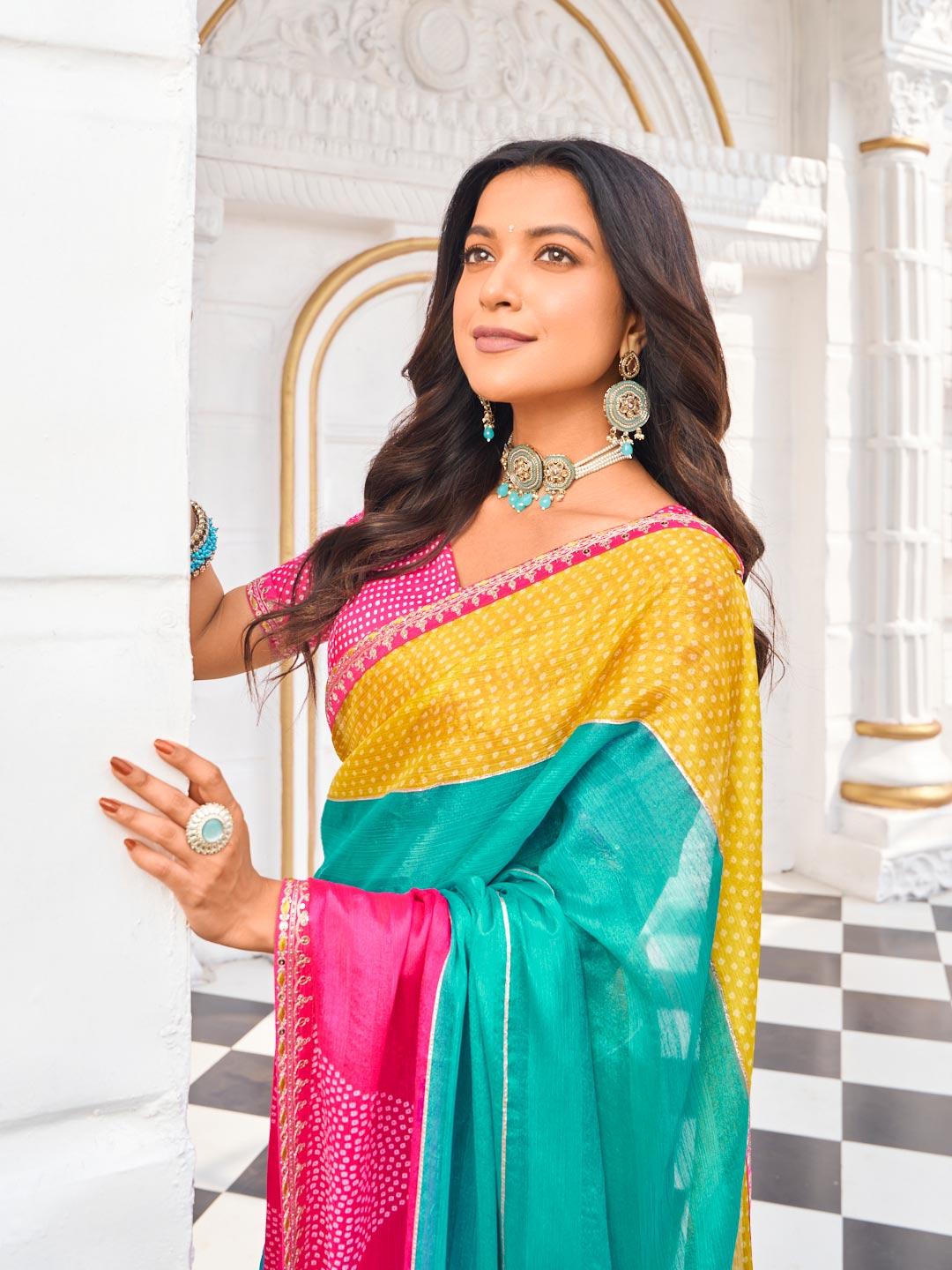 festive bandhani designer saree