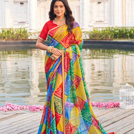 Multicolor chiffon floral printed saree