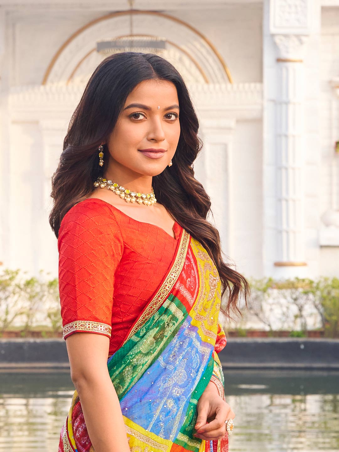lightweight printed chiffon saree