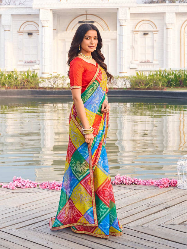  vibrant designer chiffon saree