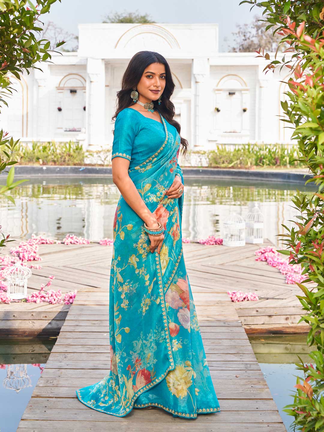 elegant designer chiffon saree