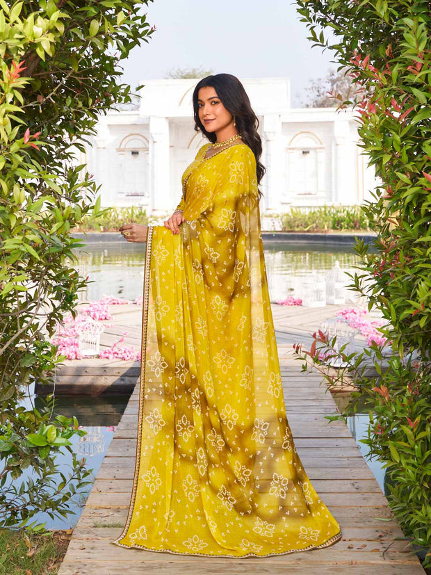 traditional bandhani designer saree 