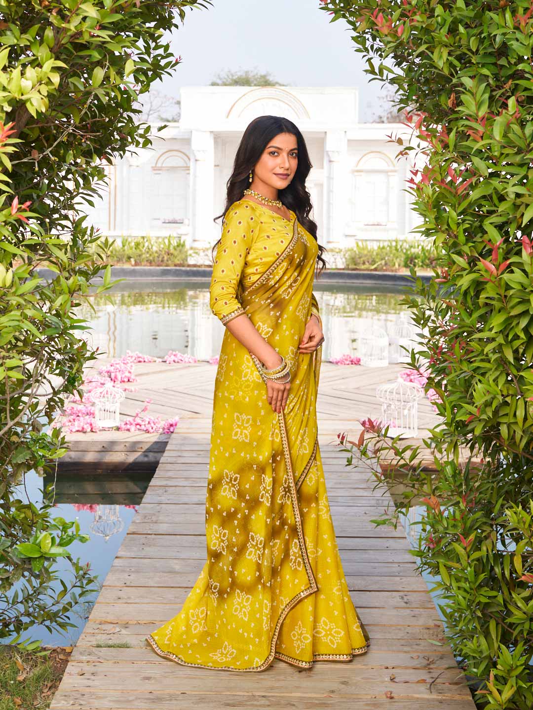 festive bandhani saree