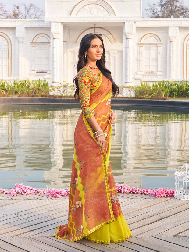  designer chiffon printed saree 