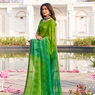  designer green chiffon printed saree