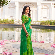  green chiffon saree for festive wear