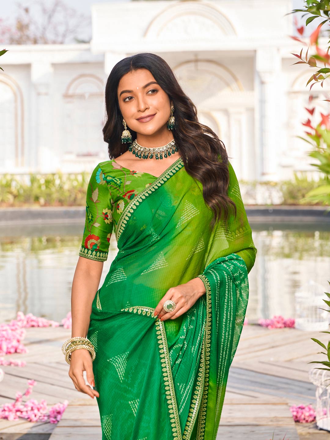 lightweight chiffon printed saree