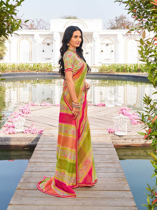 designer multicolor chiffon saree 