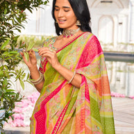 lightweight printed chiffon saree
