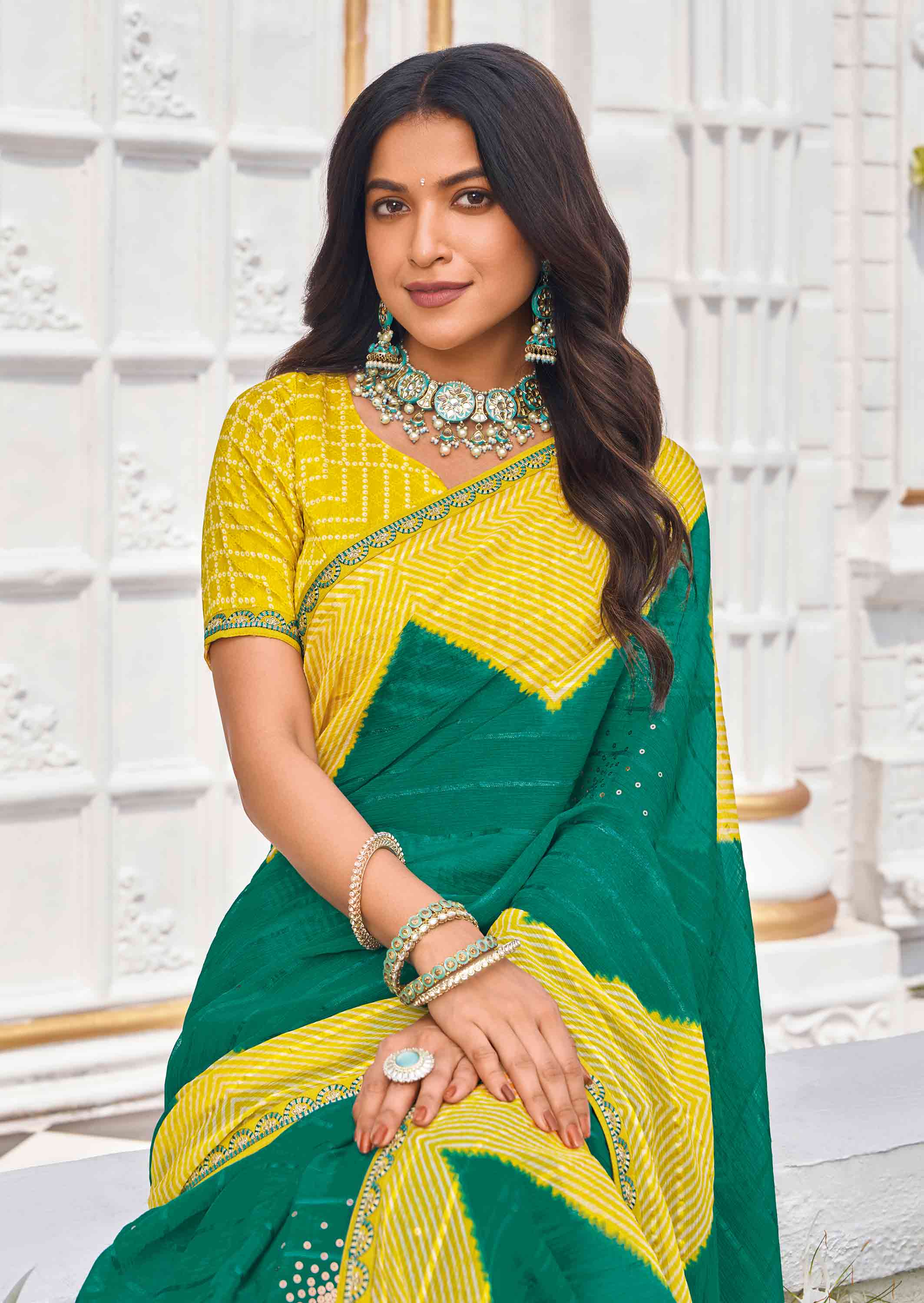 lightweight chiffon printed saree