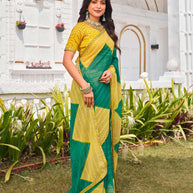  designer green printed chiffon saree