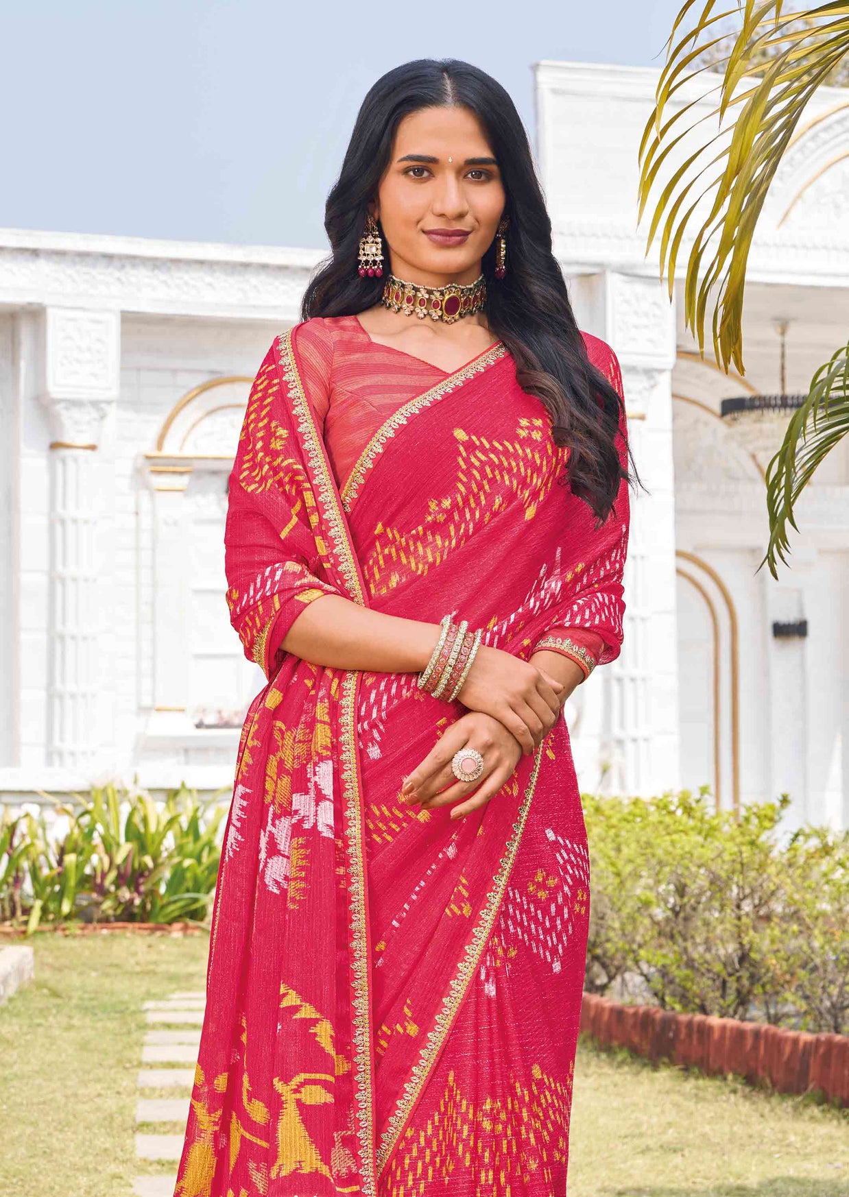 lightweight chiffon printed saree