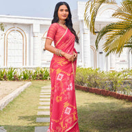  designer pink chiffon printed saree