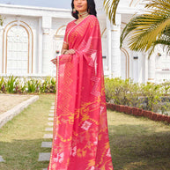 pink chiffon saree for festive wear