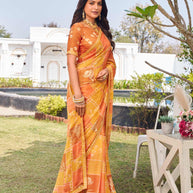orange silk saree for festive wear 