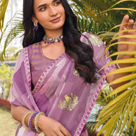 purple silk saree for festive wear