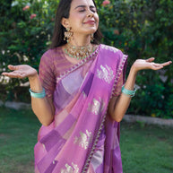 Purple shaded silk blend saree party wear