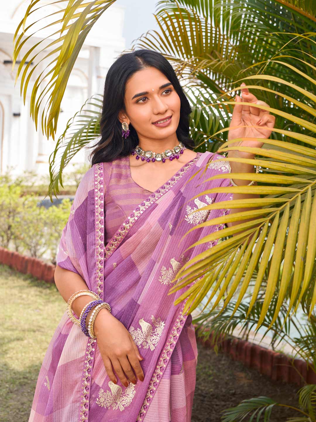 elegant motif printed silk saree