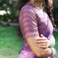 Purple embroidered silk blend saree wedding wear