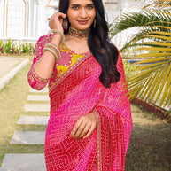 traditional bandhani chiffon saree
