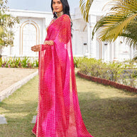  pink bandhani saree for festive wear