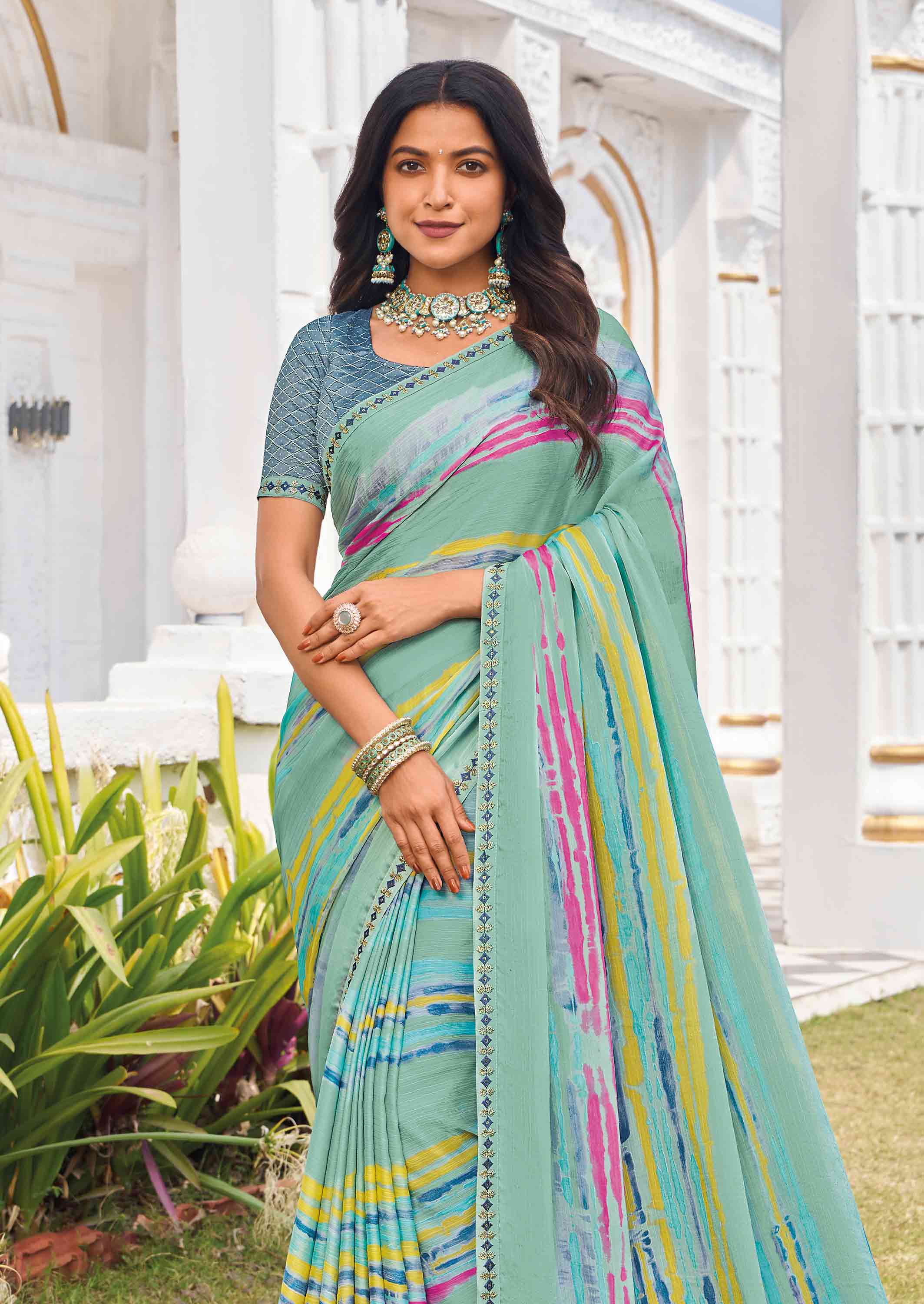 elegant silk printed saree