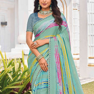 elegant silk printed saree