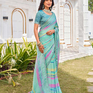 green silk saree for festive wear 