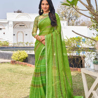  designer green chiffon printed saree