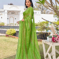 green chiffon saree for festive wear