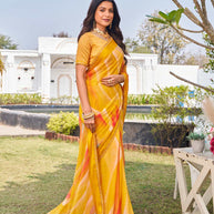 yellow chiffon saree for festive wear